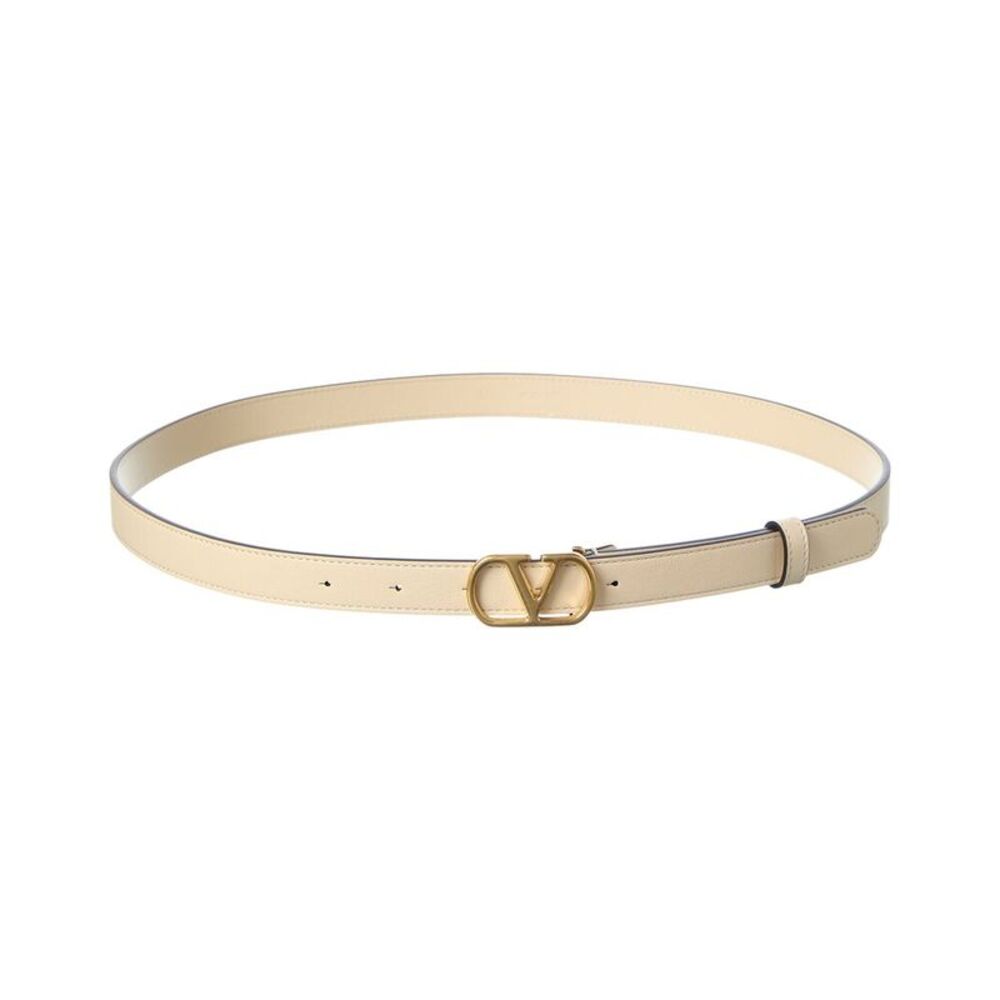 Valentino Vlogo Signature Leather Belt, White